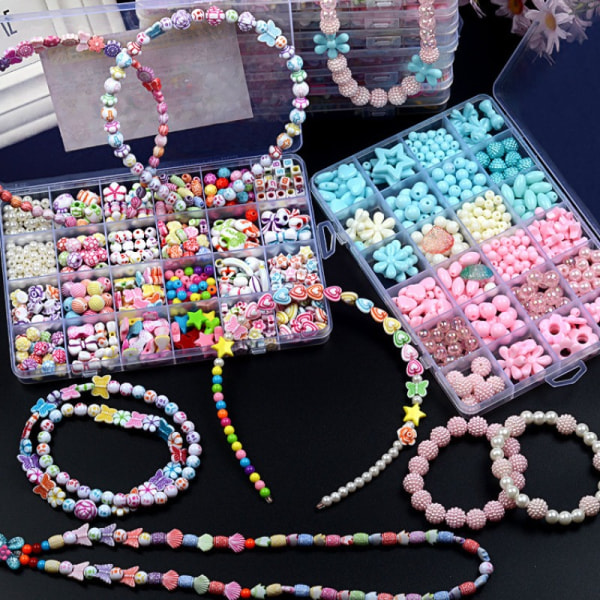 24 Grids akryl pärlor leksak DIY hantverk wrap pärlor bära halsband armband pedagogisk leksak