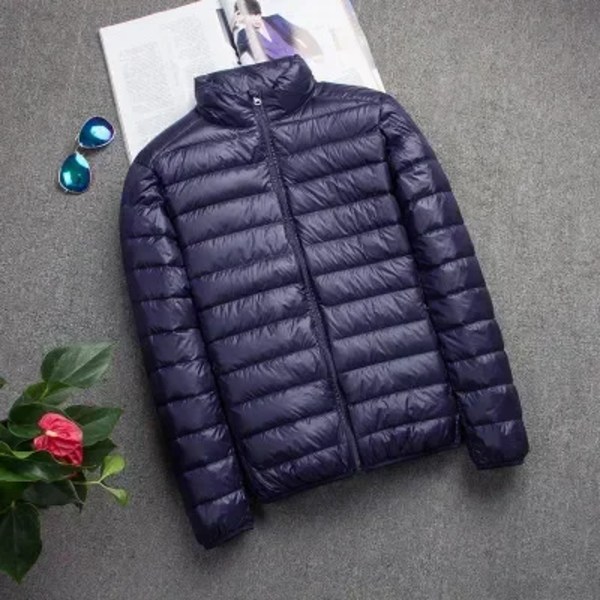 2023 Ny höstvinter Lätt dunjacka Herrmode Huva Korta Ultratunna Lättvikt Slim Coat Youth Dunjackor navy blue 4XL