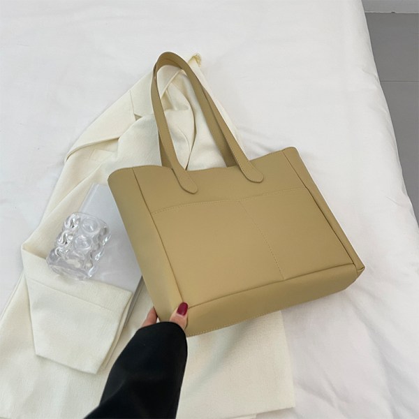 Syd Stor Kapacitet Fashion Casual Bag Hand Väska 2023 Sommaren Ny Enkel Enkel Färg Axel Underarm Väska Tote Khaki