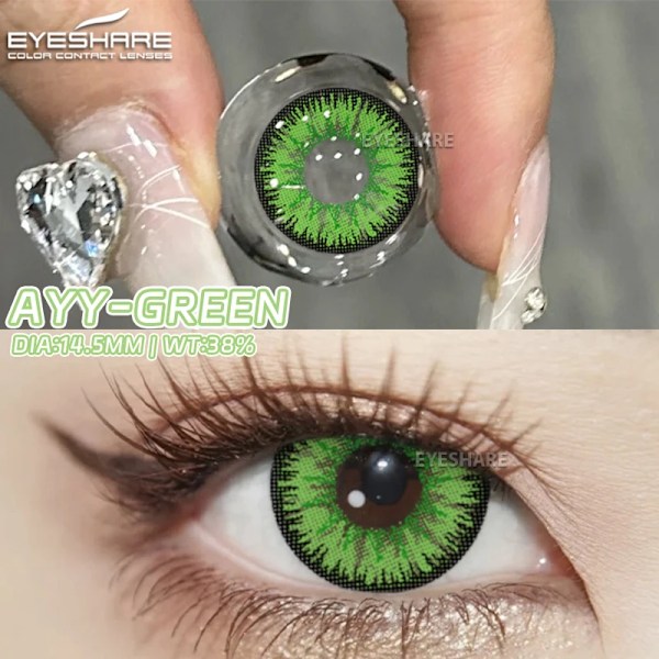 Eyeshare Halloween Färgade Kontaktlinser För Cosplay Red Anime Eyes Lensor Ay Serie Blå Linser Makeup Kontakt Färglins AYY-GREEN