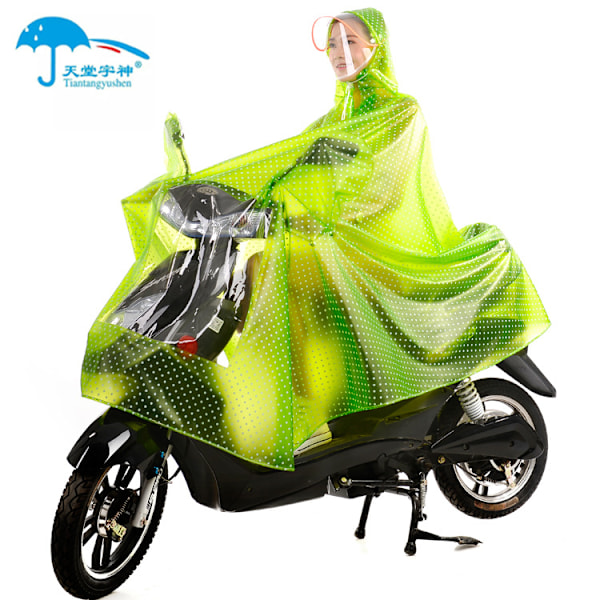 Motorcykel Raincoat Elbil Regnväxel Lång Ridning Batteri Bil Poncho Kvinnliga Transparent Enstaka Cykel Utomhus Man Single Detachable-Blue Polka Dots 4XL