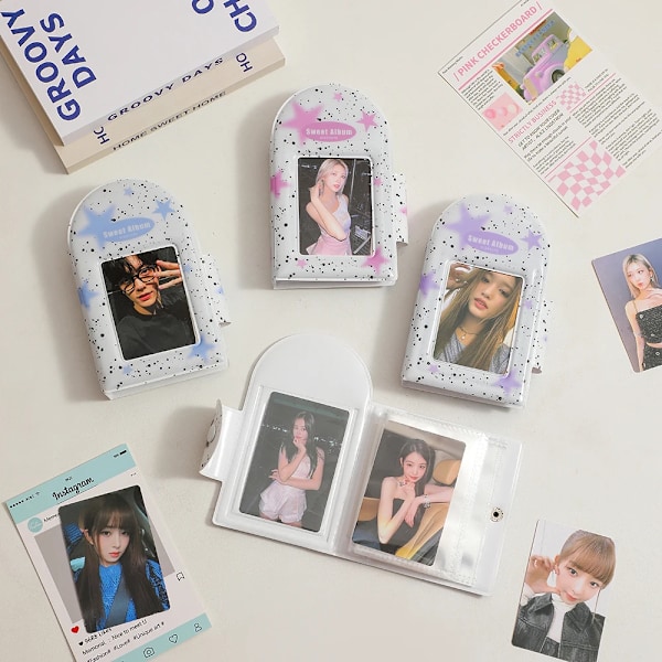 20 ark Star 3 tum Postkort Albumhållare Dubbelsidig fotoförvaring Kpop Idol Card Bags Skyddande hållare Samla arrangör purple