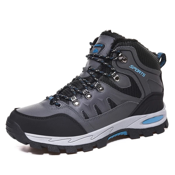 Vandringsskor för män Plyschfoder Håll värmen Vinter Basic Boots Outdoor Sneakers Unisex Plus Size 45 46 Klassisk design Promenadskor black 39