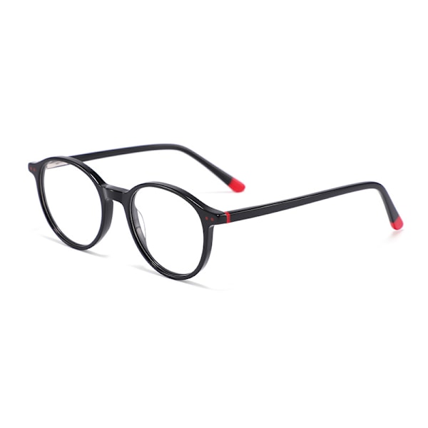 Uusi Retro Rice Nail Optiset Lasit Kehys Korkealaatuinen Sense Pyöreä Kehys Tavalliset Lasit Aste Myopia Tasaiset Lasit Kehys Tukku C1 Bright Black Frame/Red Toe Plank Material Frame