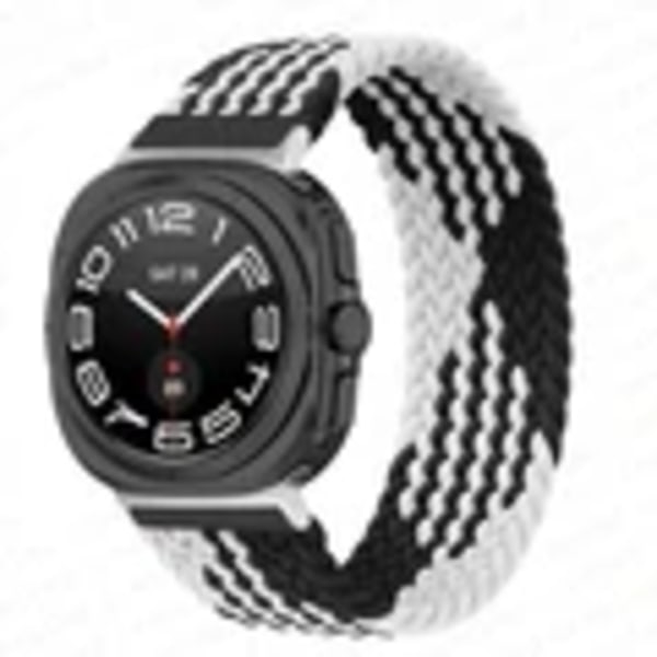 Punottu Solo Loop -hihna Samsung Galaxy Watch 7 Ultra 47 mm:lle, lisävaruste, Cora-nailonranneke Galaxy Watch 7 47 mm Black and white XS