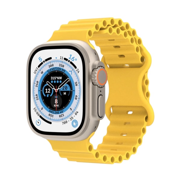 Ocean Silikonrem för Apple Watch 49mm 45mm 41mm 44mm 40mm 42mm 38mm Andningsarmband Armband Ultra 8 7 6 5 4 3 SE Band Yellow 49mm