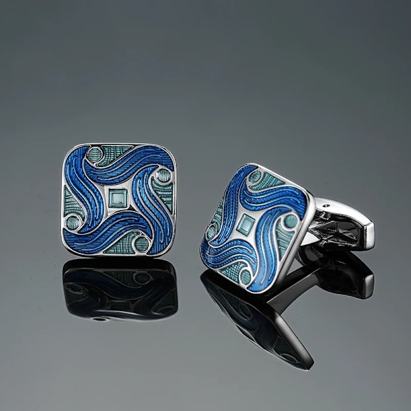 Klassisk Fransk Skjorta Cufflinks Hög Kvalitet Handmålade Röd Blå Svart Emalj Knapp Metall Mäns Kläder Tillbehör Smycker Y Color cylinder