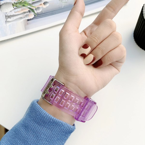 Klart band + case för Apple Watch Series 8 7 6 SE 5 4 45 mm 44 mm 42 mm 41 mm Transparent för iwatch 3 2 38 mm 40 mm gummirem TRGR 38 40 41MM
