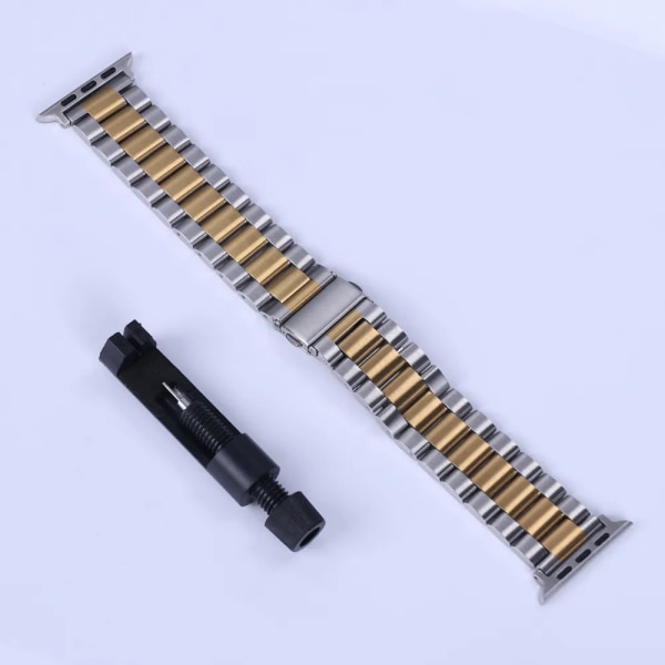 Metallrem för Apple Watch Band 49mm 45mm 41mm 40mm 44mm Rostfritt stål Correa Armband bälte iwatch 42mm series 7 6 SE 8 Ultra Silver-gold