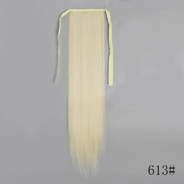 Lisi Girl Syntetiska Hår 22''34'' Lång Rak Ponytail Wrap Runt Ponytail Clip I Hår Extensions Svarta Hair Huvudkläder D13-613 22Inches  55cm