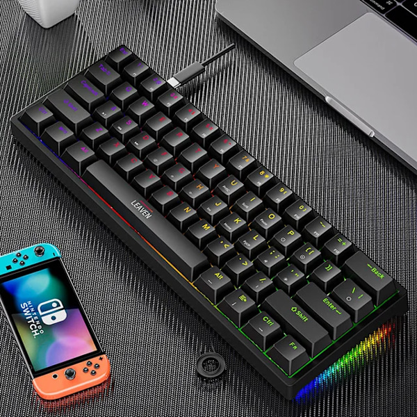 K620 Mini Taustavalaistu Rgb-Pelaamiseen Mekaninen Näppäimistö Peli Mekaninen Sarja 60 Prosenttia Diy Mukautettu Pbt Keycap Hotswap Pinkki Valkoinen Usb-Pcc black blue switch