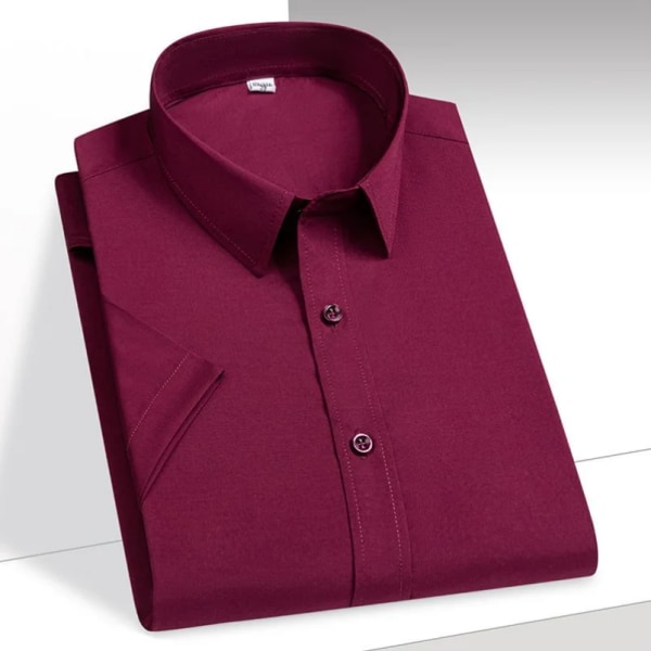 Herrskjorta kortärmad elastisk silkesskjorta i massiv is Lättskött Formell Bekväm klänning Skjortor Man Basic Man Kläder Black L-39