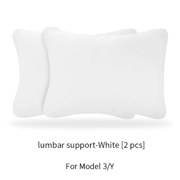 För Tesla Modell 3 Y Flocking / Läder Bil Sittplats Kudde Kudde Mjuk Minne Hals Kudde Högkvalitativ Headrest Lumbar Suppo M3MY 04W
