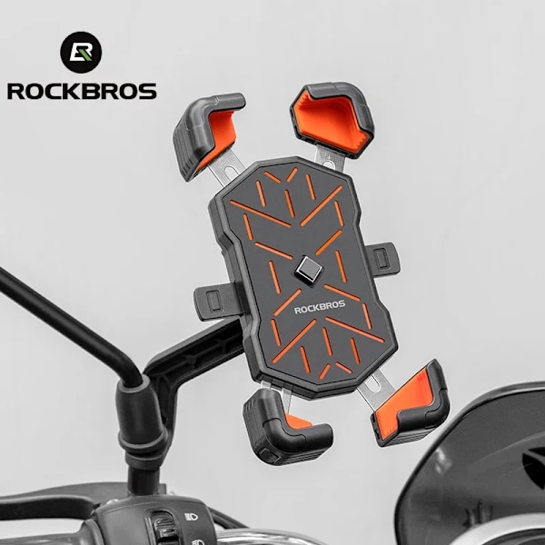 Rockbros Pyöränpuhelimenpidike 360° Näytä Universaali Pyöränpuhelimenpidike 4.5-7.2 Tuuman Matkapuhelin Iskunvaimennus Rearview mirror 01