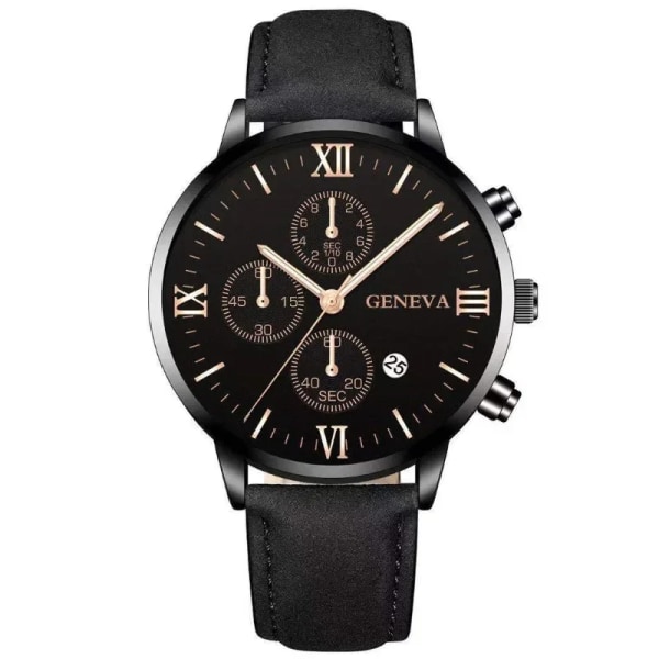 1st Black Quartz Watch Herr Roman Dial Watch Mode Round Date Quartz Watch for Sports Relogios Masculino Relojes Para Hombres Black-rosegold black