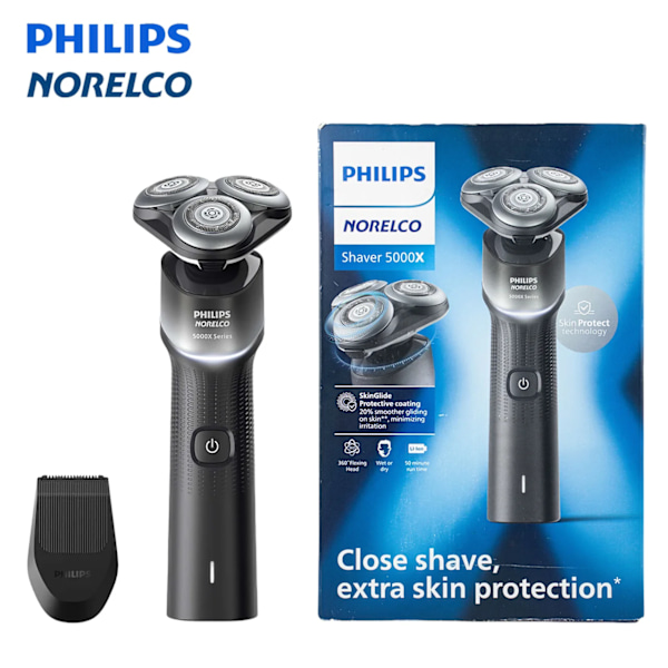 Philips Norelco Electric Shaver Series 5000 Med Tillbehör, Wet &Amp; Dry, Elektrisk Roterande Rakapparat För Män, X5004 Black X5004