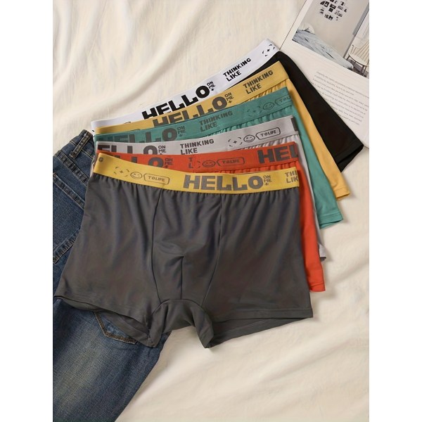 4st herr bomull Andas stretch boxer underkläder black gray yellow dark gray black gray yellow dark gray XXXL(56-58)