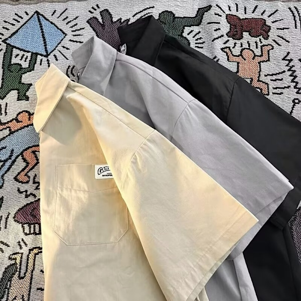 Kort Ärm Skjorta Sommar Japansk Stil Mäns Kläder Lös Solskydd Arbetskötsel Halv Ärm Trendy Tonåring Casual Shire Tunn Khaki XL