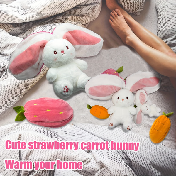 1 st kanin fyllda djur Vändbar morot jordgubbskanin plysch docka kudde, med dragkedja Söt mjuk kanin leksaker Kudddekoration 35,05 Cm Carrot 35 Cm / 13.8 Inch