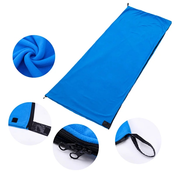 Bärbar ultralätt polarfleece sovsäck utomhus camping tält säng rese varm sovsäck liner camping sport tillbehör Blue