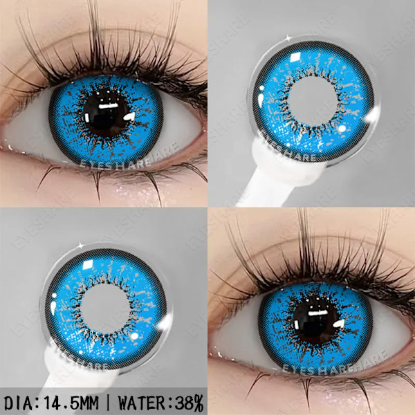 Eyeshare 2St Lila Kontakter Fashion Färg Kontaktlinser För Ögon Röda Linser Blue Eye Kontaktar Hög Kvalitet Mjuka Linser Årligt BELLA-BLUE 0