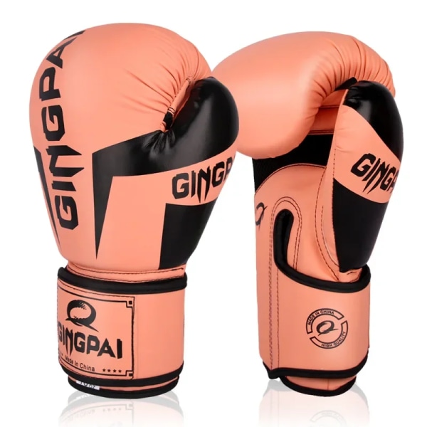 Professionella boxningshandskar PU-läder Muay Thai Guantes Boxeo Sanda Free Fight MMA Kick Boxning Träningshandske för män Kvinnor Barn Matte Light Orange 12 oz