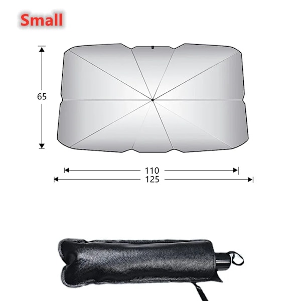 125Cm 140Cm Sammenklappelig Bil Forrude Solskærm Paraply Uv Dækning Solskærm Varmeisolering Forrude Indretning Beskyttelse Og 1pcs Small