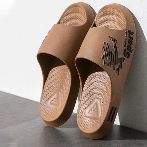 Nye Trend Mænds Tøfler Hjem Indendørs Anti Slip Bløde Pvc Tøfler Sommerstil Udendørs Casual Strand Flip Flop S Sandal Gold-KY 38-39(suggest 37-38)