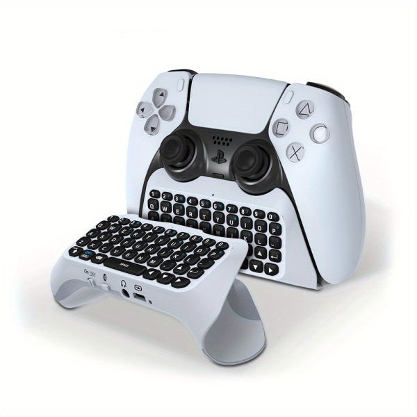Trådlös kontrolltangentbord för PS5 Trådlös 3.0 Mini Portabel Gamepad Chatpad med inbyggd högtalare & 3,5 mm ljuduttag för Playstation 5 Voice Chat White
