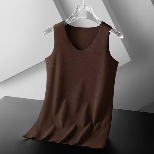 Standard Sømløs Dralon Herre Termisk Vest Feber Ærmeløs Indre Skjorter Basskjorte Kuldesikker Efterår Og Vinter Sommer Brown 4XL