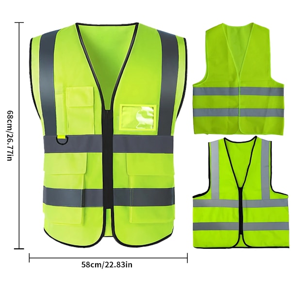 Høj Synlighed Vest 2 Reflekterende Striber Høj Synlighed Jakke Multi-lomme Reflekterende Vest til Udendørs Trafiksikkerhed Cykling B 3PCS