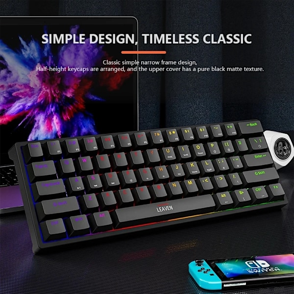 K620 Mini Bakgrundsbeläggning Rgb Gaming Mekaniska Tangentbordsspel Mekanisk Sats 60 Procent Diy Anpassad Pbt Keycap Hotswap Rosa Vitt Usb-Pcc white blue switch