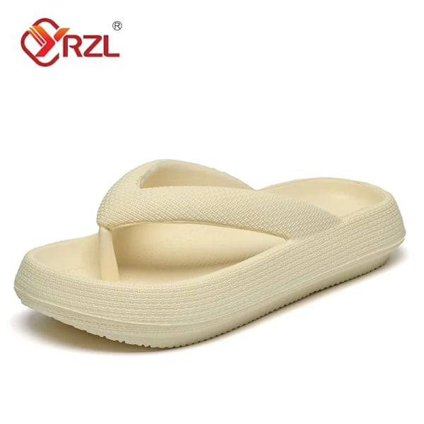 Yrzl Flip Flops Män Mjukt Sole Plattform 2024 Sommarstrand Icke Slip Kvinnor Tofflor Coulpel Tjock Solen Badrum Slida Sandaler Khaki 38-39