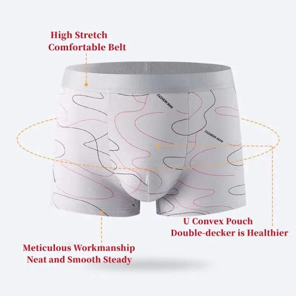 8 st/lot Sexiga underkläder för män Boxer Mjölk Siden Mjukt Bekvämt tyg Print Andas Antibakteriella Herrshorts 8Pcs Multi2 XL  45-55kg