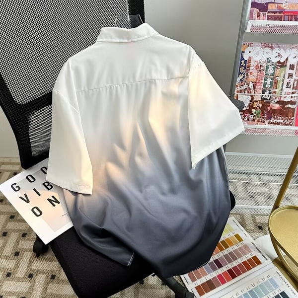 2024 Retro Skjorte Herre Sommer Hong Kong Stil Student Løs Pasform Design Sjove Nye Herretøj Toppe Ydertøj Pink XXL