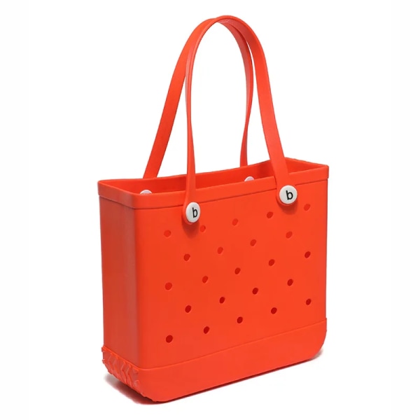 Stor strandväska Bogg EVA vattentät damhandväska axelväska sommarpool strandkorg dam Bogg Jelly toteväska Orange Red XL(48x24x36cm)