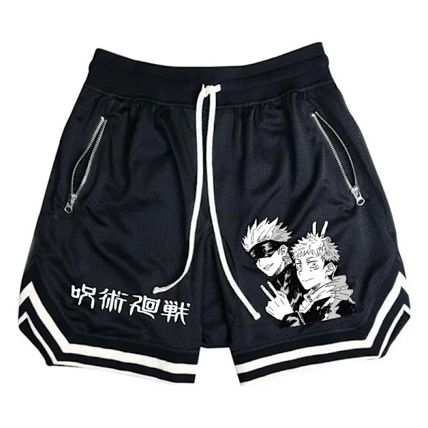 Koripalloshortsit Miehet Raidallinen Juoksu Urheilu Kuntosali Anime Jujutsu Kaisen Shorts Mesh Hengittävä Kunto Harjoittelu Pohja Miehet ZHOUH113C XXXL