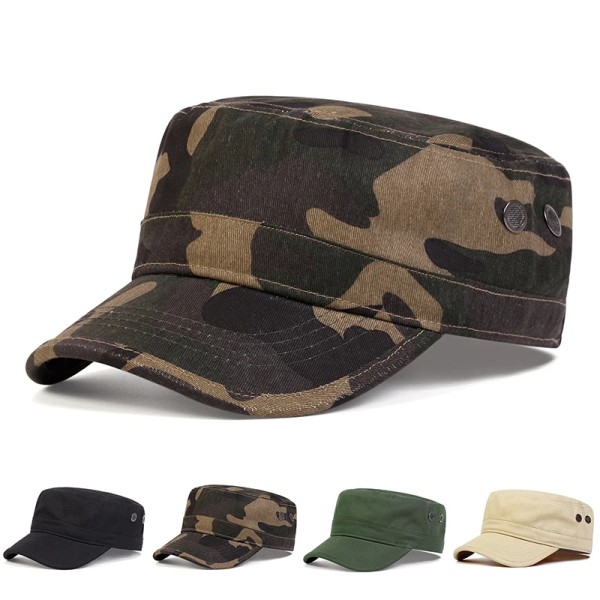 Unisex kamouflage med porer Serie Flat Top Baseball Kepsar Vår Höst Sailor Hattar Män Flat Top Captain Military Kepsar Camouflage