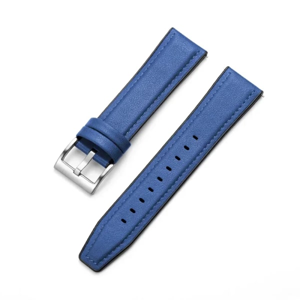 20mm 22mm läder- och silikonhybridrem för Samsung Galaxy Watch4 6 Classic 47mm 46mm/Galaxy Watch6 40mm 44mm bandarmband Blue-Silver 4 classic 46mm 42mm