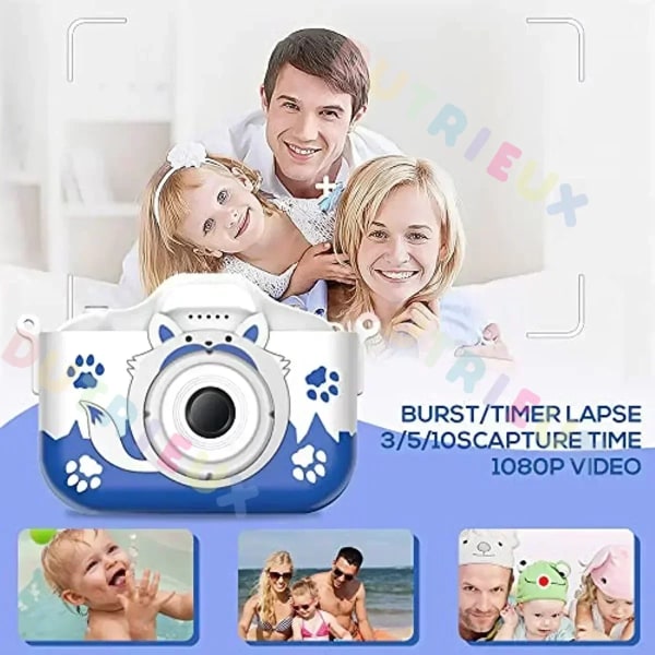Digitalkamera för barn HD 1080P 20MP med USB laddare Djur Tecknad kamera Räv Stötsäkert silikonskyddsskydd Cover G-Orange