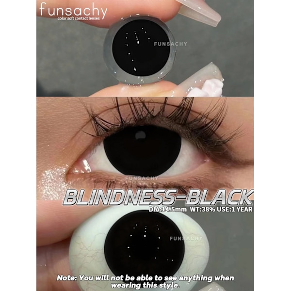 Funsachy Red Cosplay Färgade Kontaktlinser För Halloween Vampire Cosplay Röda Linser Ögonkontakter Anime Tillbehör Linskontakt BLINDNESS-BLACK 0