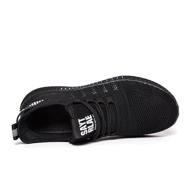 Mode Mænd Sneakers Mesh Casual Sko Lac-Up Åndbar Let Gå Sneakers Mænd Sko Størrelse 39-48 Støtte Til Dropshipp Black White 45(28.3cm)