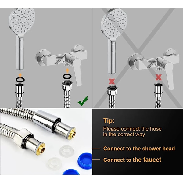 Mzd Rostfritt Stål Dusch Vattenslang Förlängning Vvsrör Dragning Rör Handhållet Huvud Flexibel Vvs Anti Universale 1.5m shower pipe