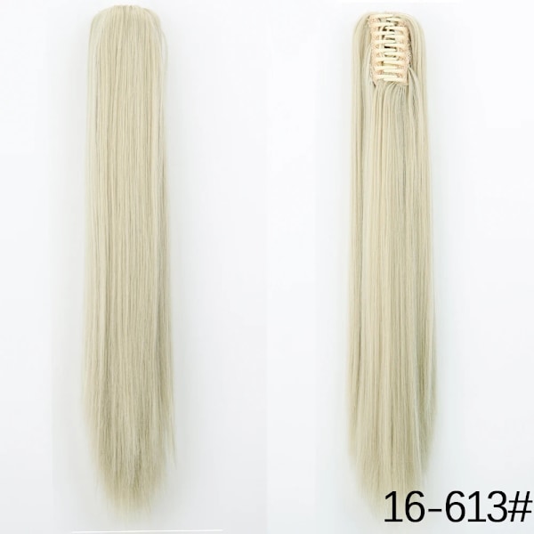 Azqueen 24 Tum Syntetisk Lång Raka Klo Clip På Ponytail Hår Förlängningar Svart Brun Blond Värme Resistenta Fiber Ponnyn Svarta 16-613 24inch 60cm