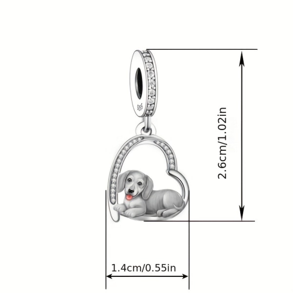 1st Silver Pet Dog Heart Pendant Pärlor DIY Summer Smycken Unisex present