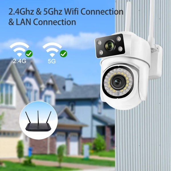 4K 8MP Wifi PTZ-kamera Dubbellins IP CCTV Videoövervakningskamera Ai Människoupptäckt Autospårning Nattseende utomhus Vattentät EU Plug 2PCS-8MP-64G