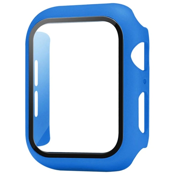 Härdat glas+ cover för Apple Watch 9 8 7 41 mm 45 mm 42 mm 38 mm PC-bumper Case iWatch series 6 5 4 se 44 mm 40 mm 23 diamond blue Series 789 41MM