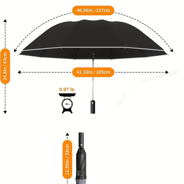 Paraply Vindtätt reseparaply - 10 revben Vindtät Kompakt Lättvikt Mini Inverterad Vikbar Omvänd Stark Bärbar - Bilryggsäck Handväska Paraply