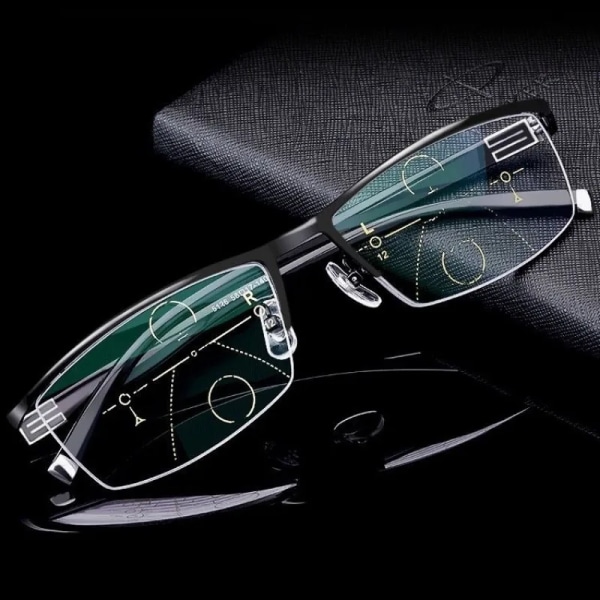 Business Style Bifokala läsglasögon Kvinnor Män Progressiv synjustering Glasögon Konverterad Ljus Multifokal +1,0 TILL+4,0 Biofocal Black