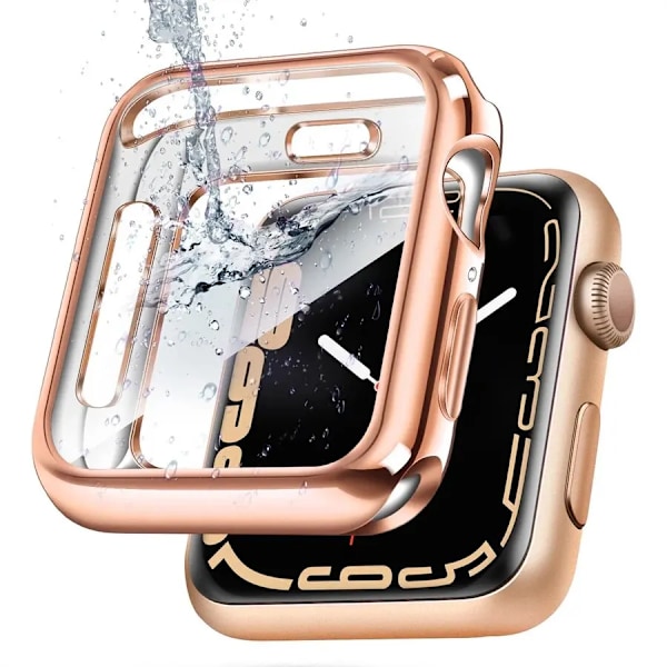 TPU-fodral för Apple Watch serie 9 8 7 6 5 4 3 SE 41mm 45mm 42-44mm-40mm skärmskydd Tillbehör för Apple Watch armband Rose Gold 8 40mm series 654 Se